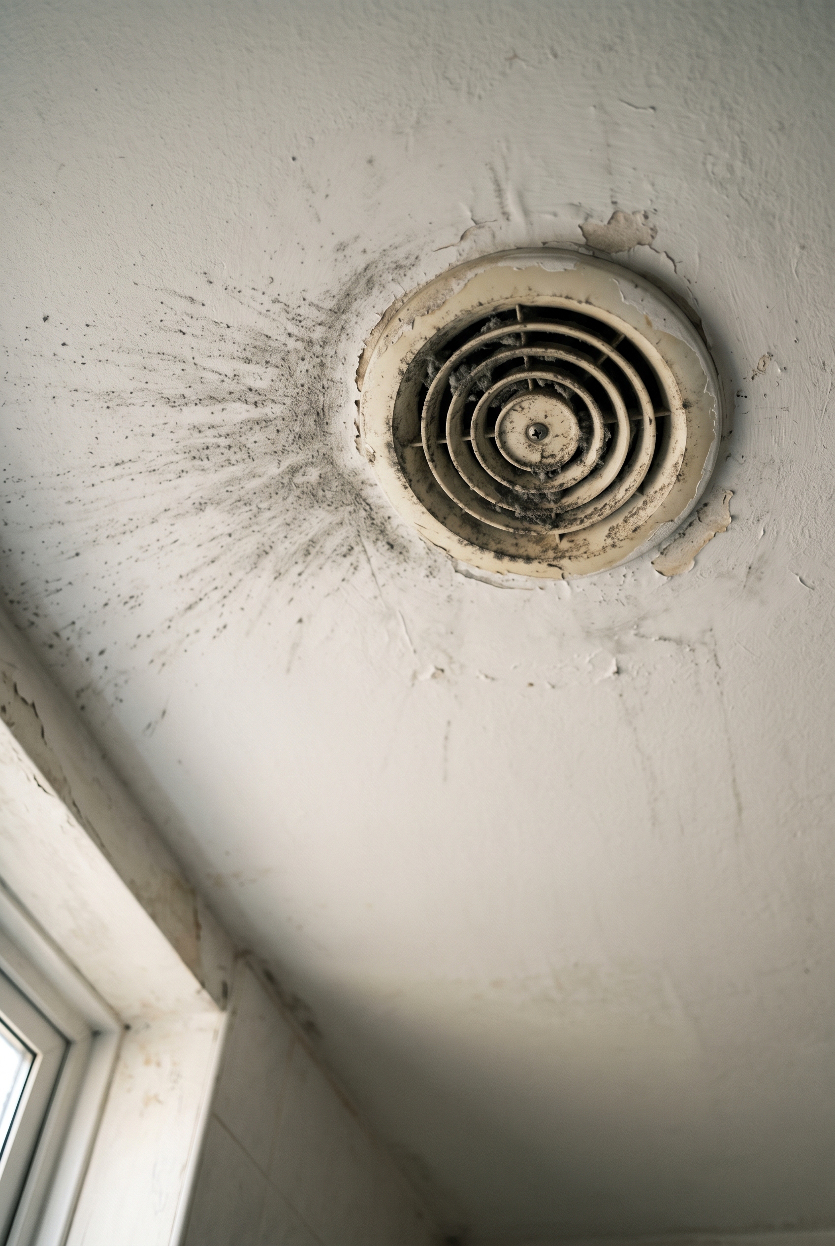 VMC saturée Bouche d'extraction obturée dans une salle d'eau, un des points que la domogenie observe au titre du Génie VITAL.